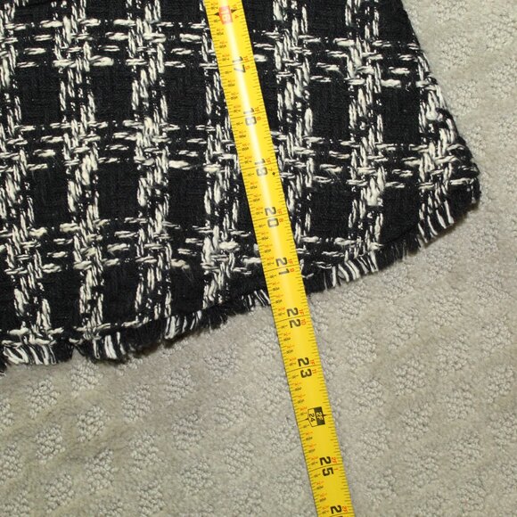 Zara Woman Size M Black White Houndstooth Fringe Top - Picture 3 of 4